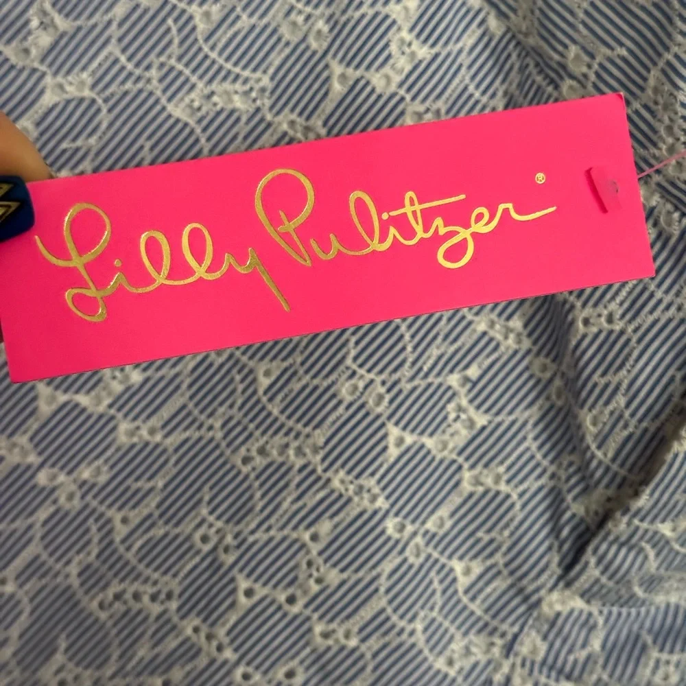 NWT Lilly Pulitzer Shorts Buttercup Resort Blue Crew White Eyelet Scalloped 10 - Picture 4 of 13